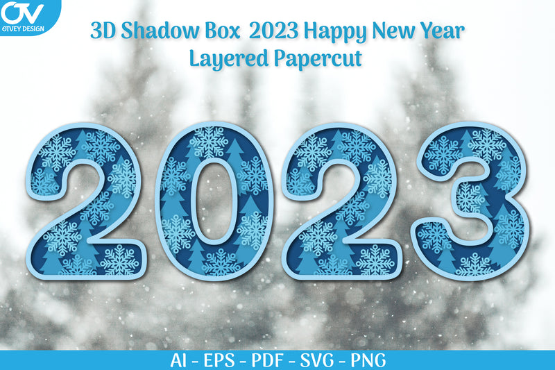 Happy New Year Snowflake 3D Layered SVG Bundle - CraftNest - Digital Crafting and Art