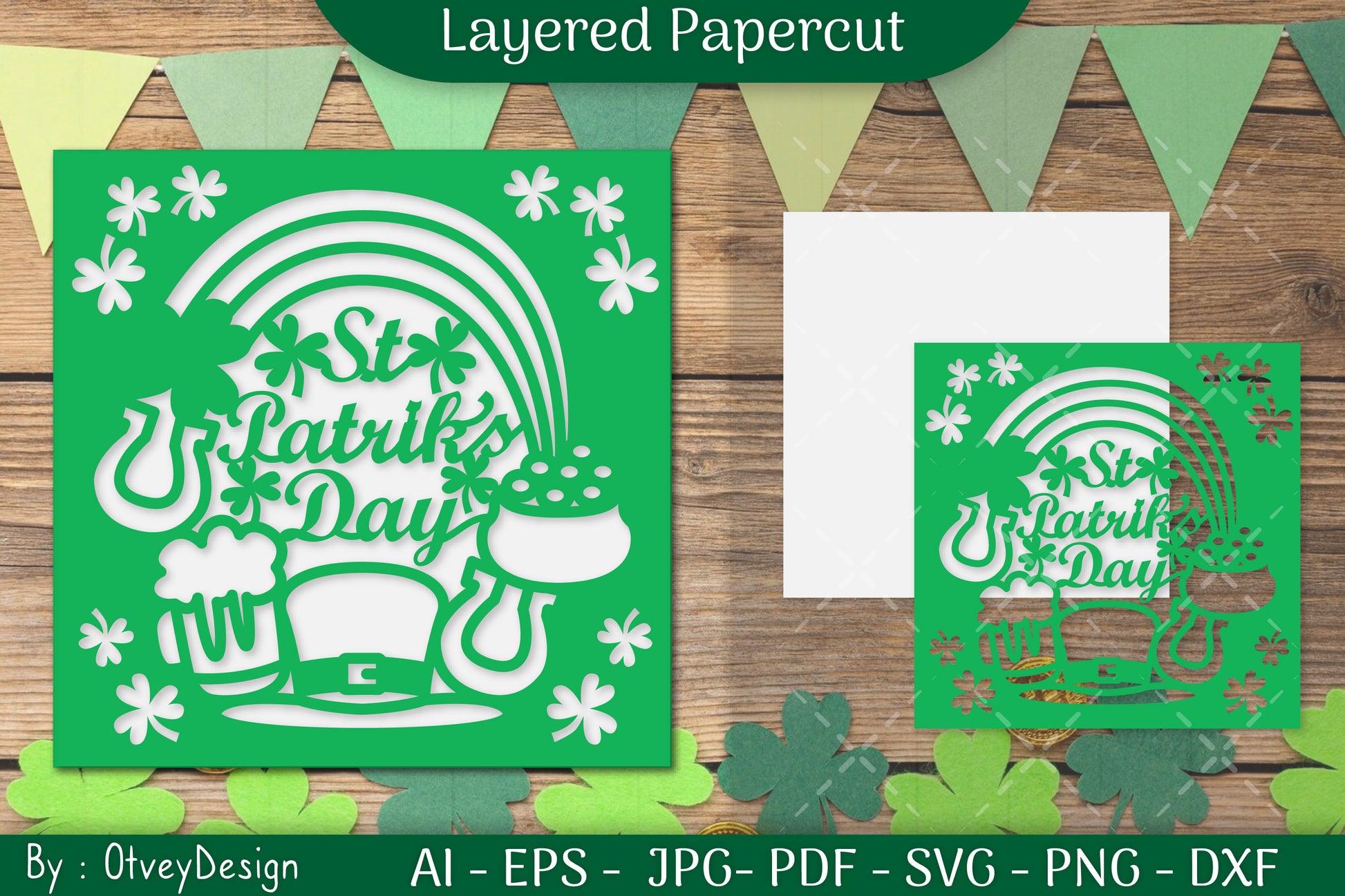 Happy St Patrick's Day Layered Papercut SVG Bundle 5 - CraftNest - Digital Crafting and Art