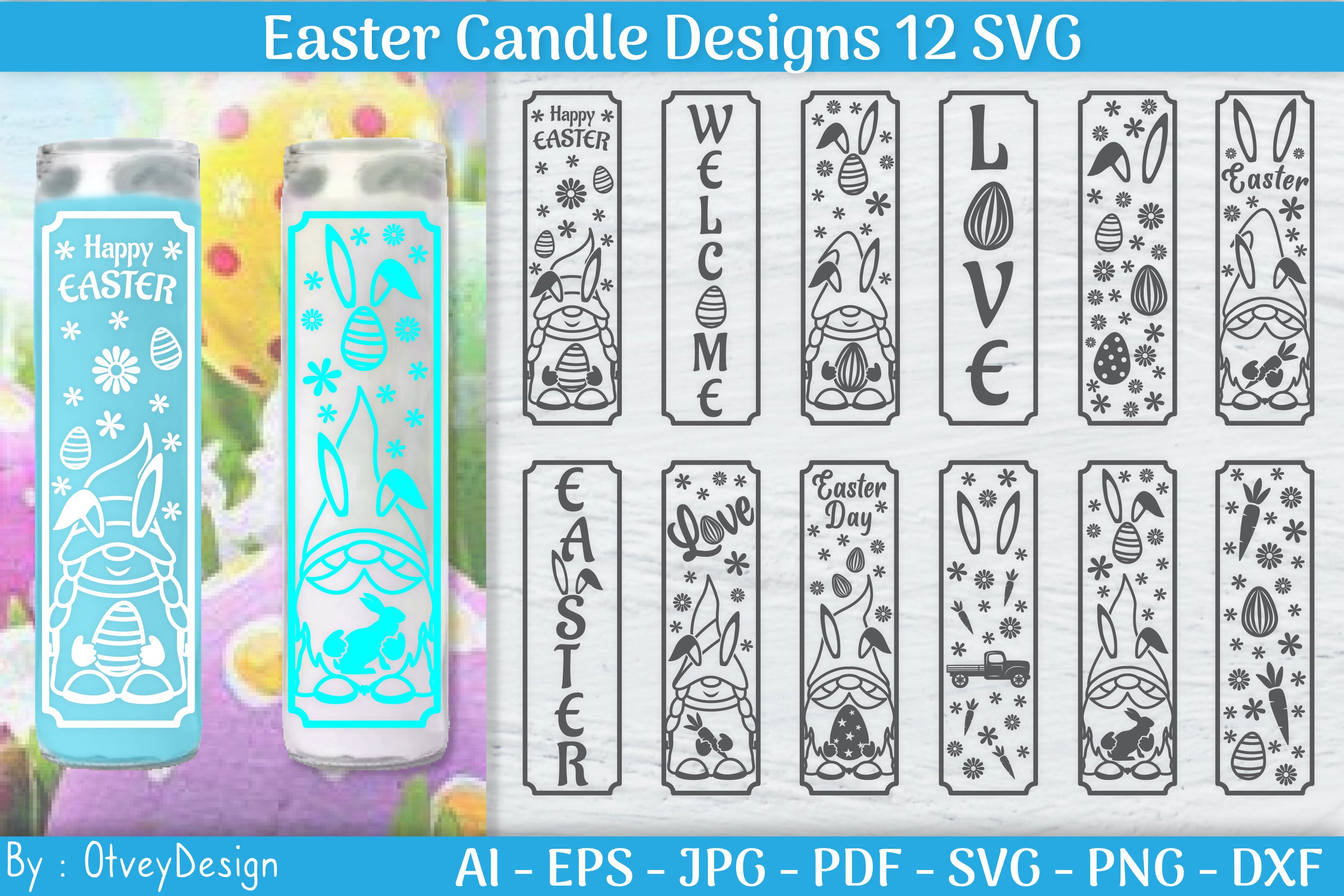 Happy Easter Candle Designs SVG Bundle