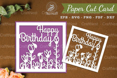 Happy Birthday Paper Cut Card SVG Bundle - CraftNest - Digital Crafting and Art