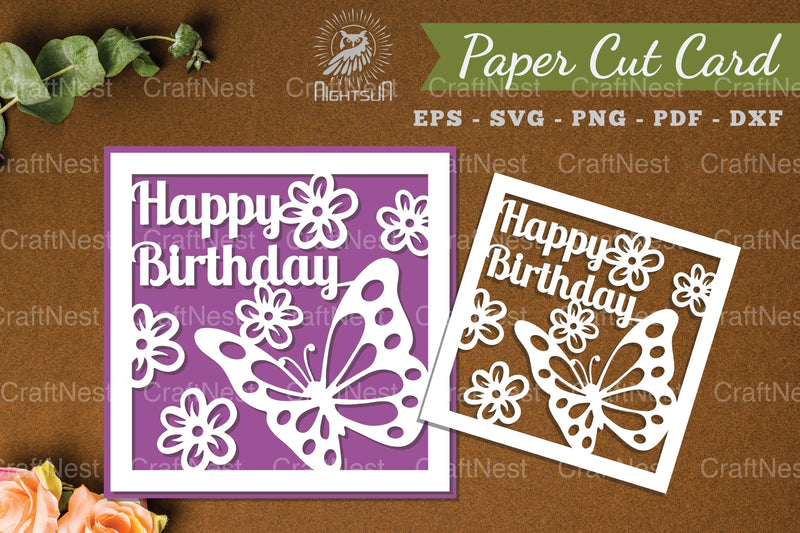 Happy Birthday Papercut Card SVG Bundle - CraftNest - Digital Crafting and Art