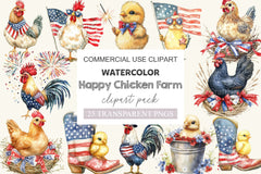 Happy Chicken Farm 4th Of July Clipart Bundle - CraftNest - Digital Crafting and Art