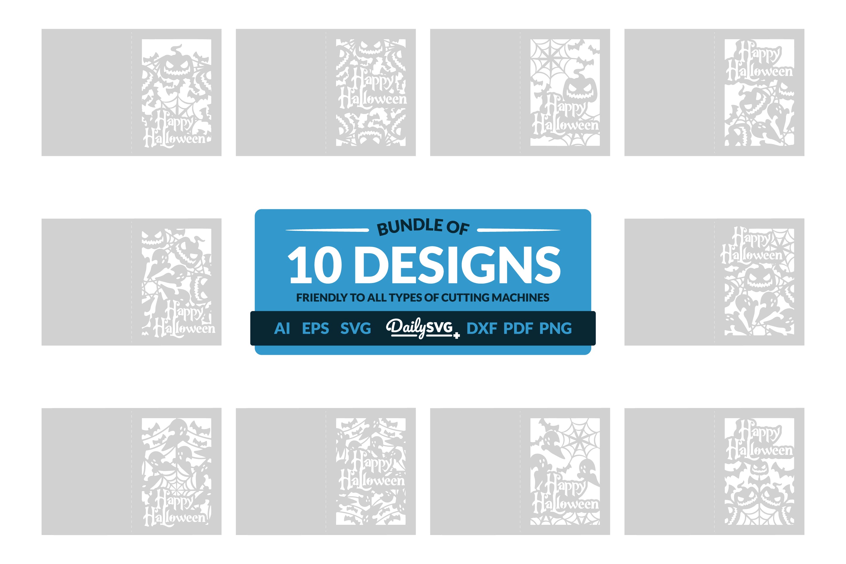 Daily SVG Bundles: Happy Halloween Greeting Card Clipart