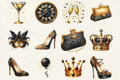 Happy New Year Gold & Black Clipart Bundle - CraftNest - Digital Crafting and Art