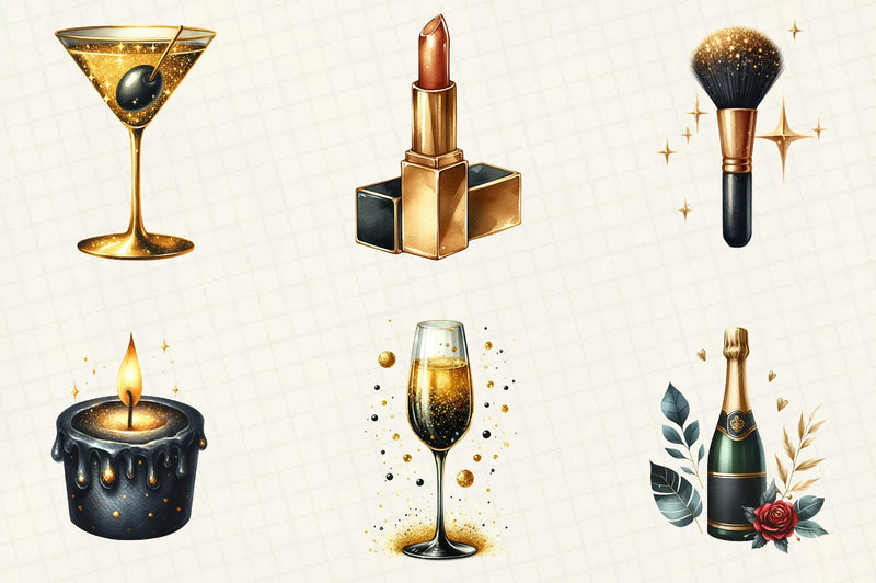 Happy New Year Gold & Black Clipart Bundle - CraftNest - Digital Crafting and Art