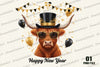 Happy New Year Highland Cow Clipart Bundle