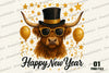 Happy New Year Highland Cow Clipart Bundle