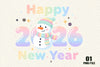 Happy New Year Winking Snowman Clipart Bundle