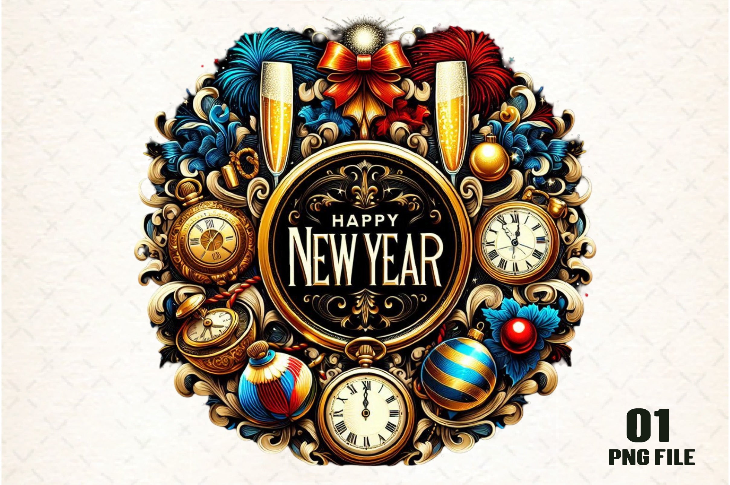 Happy New Year Clipart Bundle