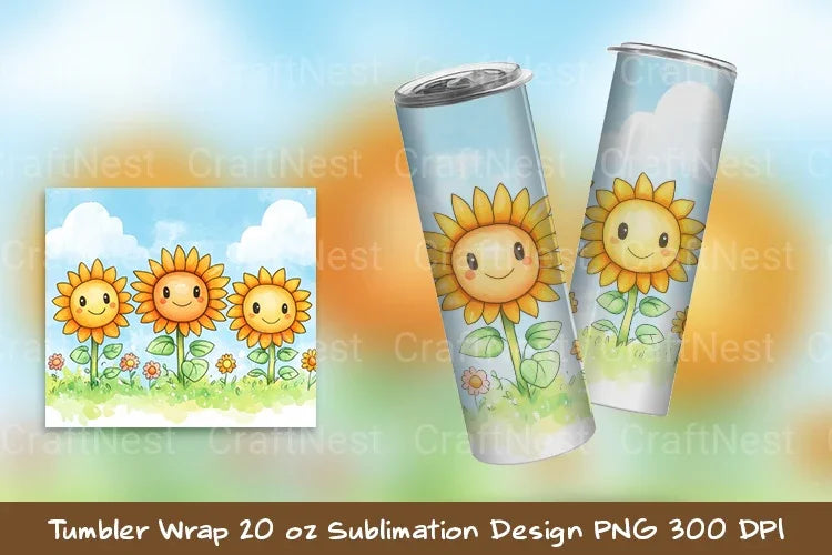 Happy Sunflower Tumbler Wrap - CraftNest - Digital Crafting and Art