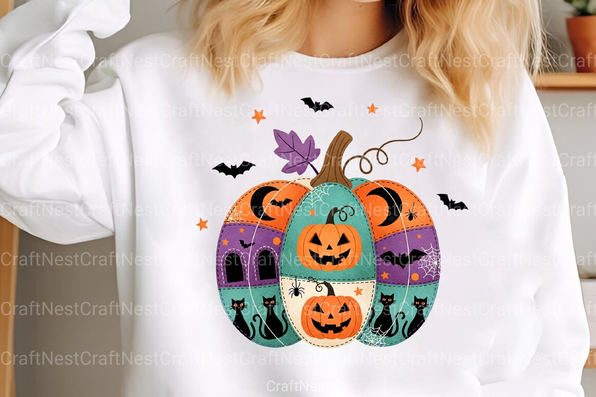 Patchwork Ghost Halloween Clipart Bundle 24 - CraftNest - Digital Crafting and Art