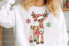 Preppy Patchwork Christmas Reindeer Clipart Bundle - CraftNest - Digital Crafting and Art