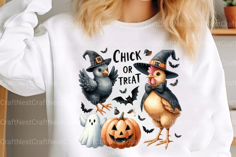 Chick or Treat: Retro Halloween Pumpkin Chicken Clipart Bundle - CraftNest - Digital Crafting and Art
