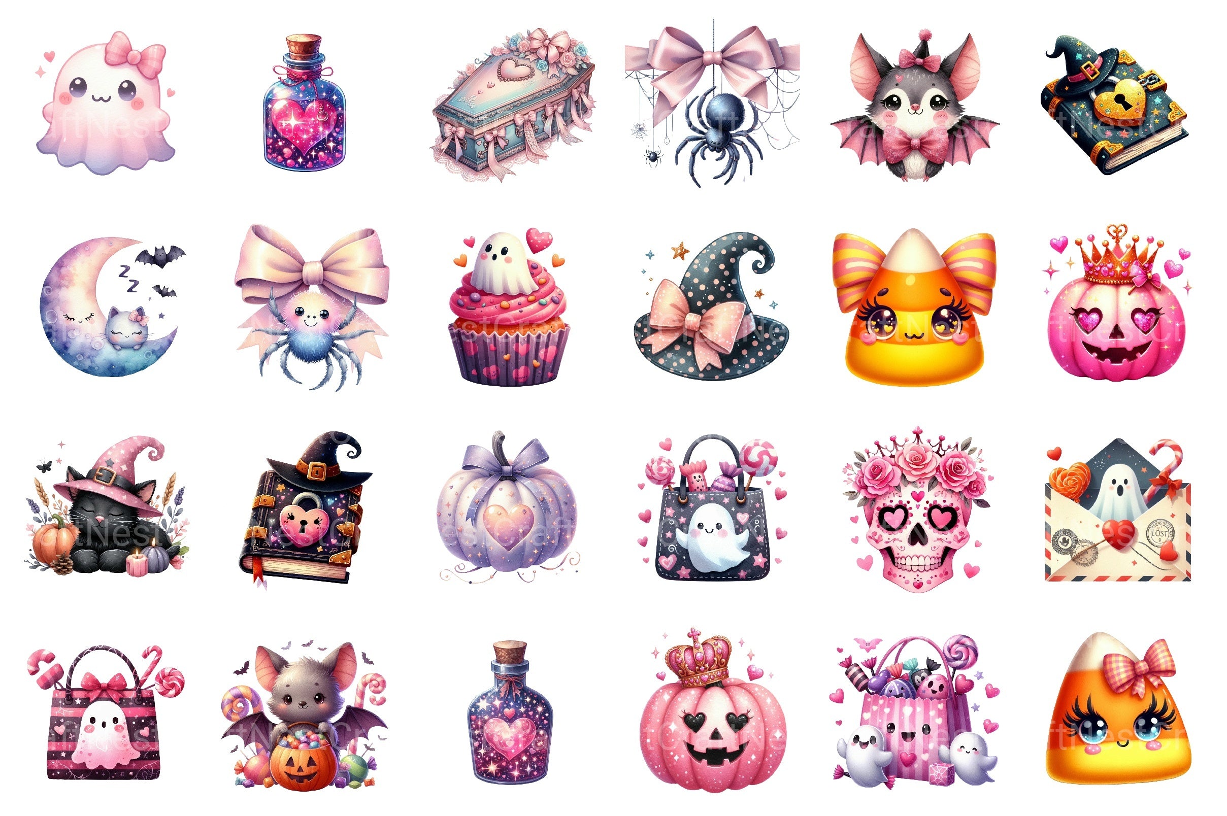 Cute Girly Halloween Clipart Bundle 99 - CraftNest - Digital Crafting and Art