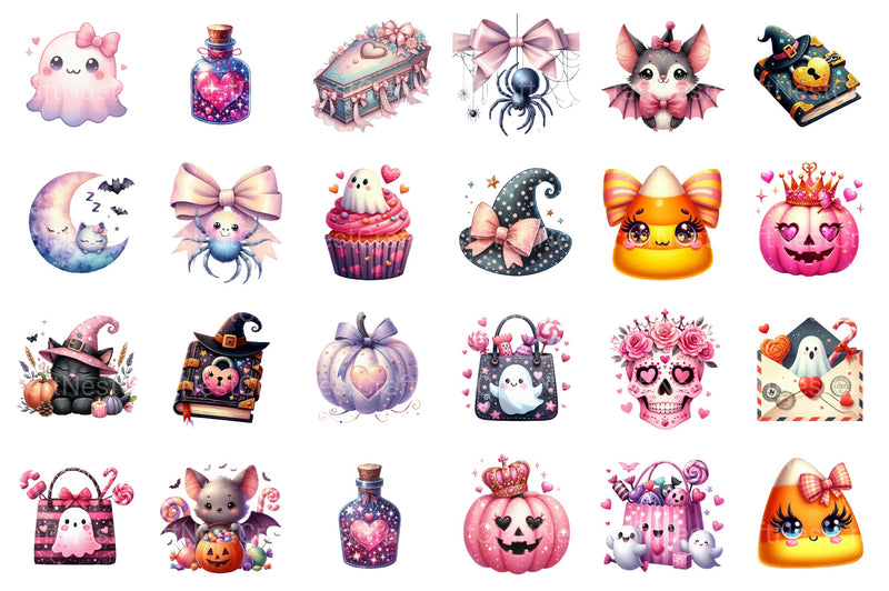 Cute Girly Halloween Clipart Bundle 99 - CraftNest - Digital Crafting and Art