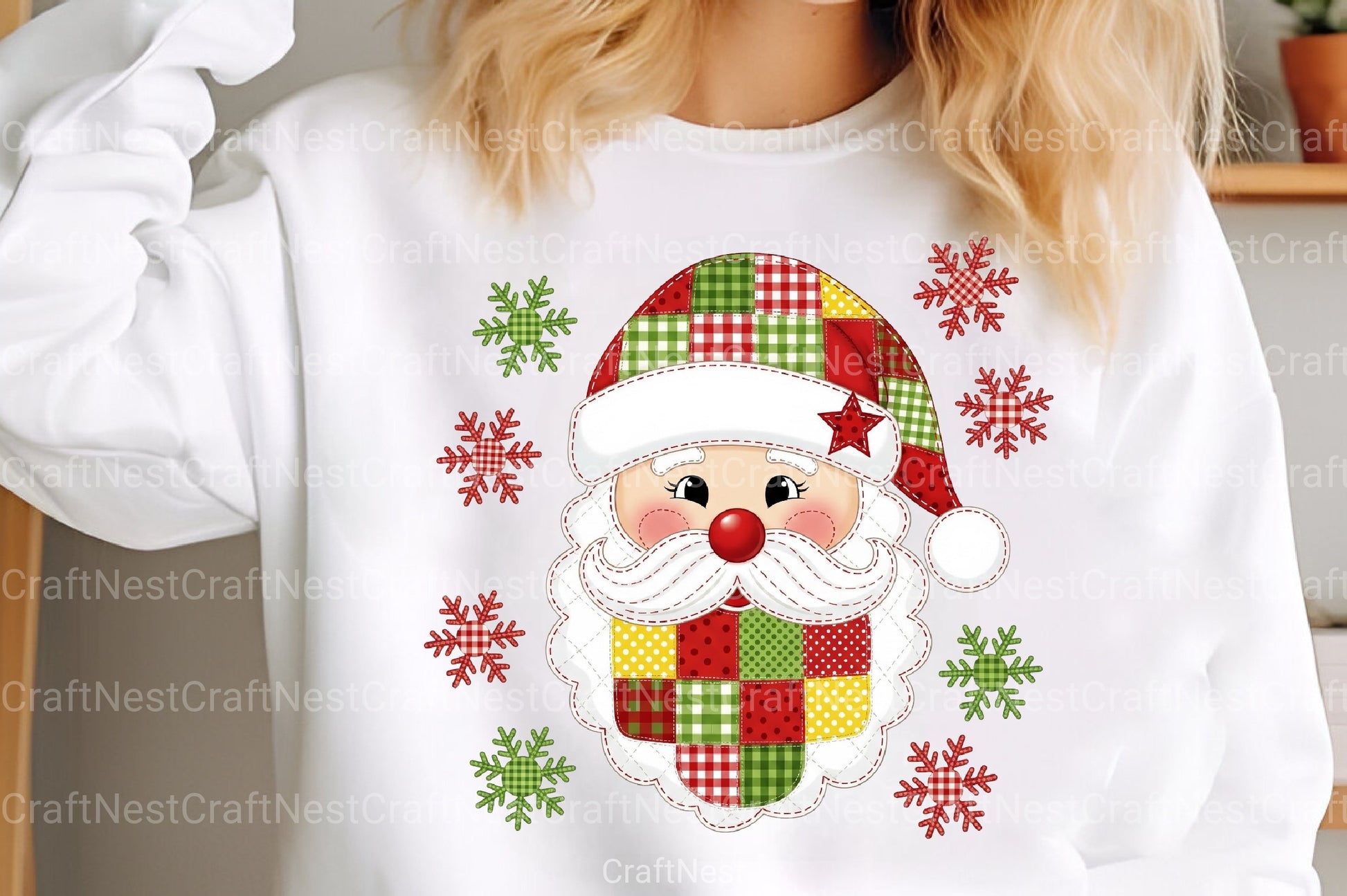 Patchwork Christmas Santa Claus Clipart Bundle - CraftNest - Digital Crafting and Art