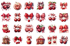Red Bow Cherry Clipart Bundle - CraftNest - Digital Crafting and Art