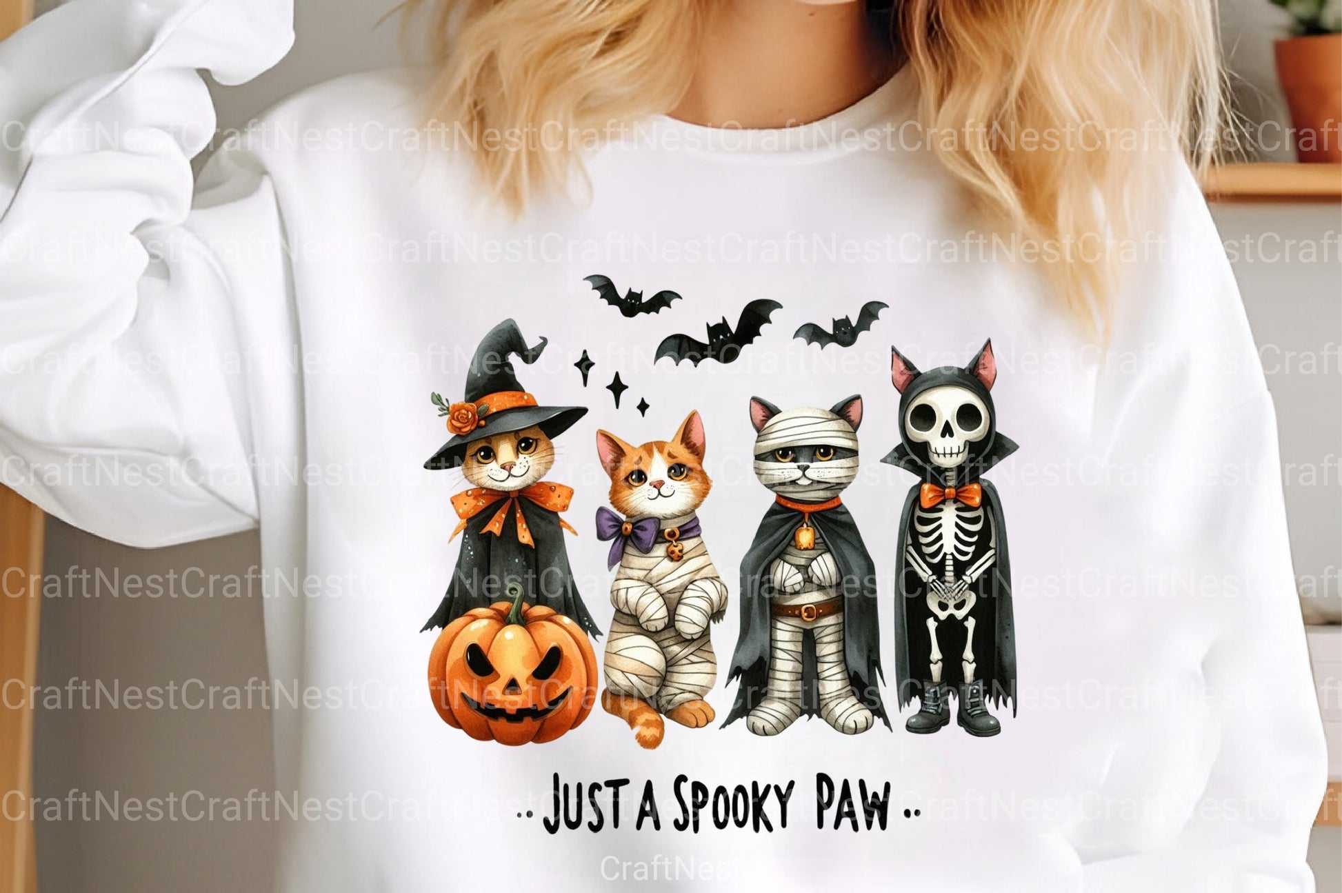 Spooky Halloween Cat Retro Shirt Design Bundle - CraftNest - Digital Crafting and Art