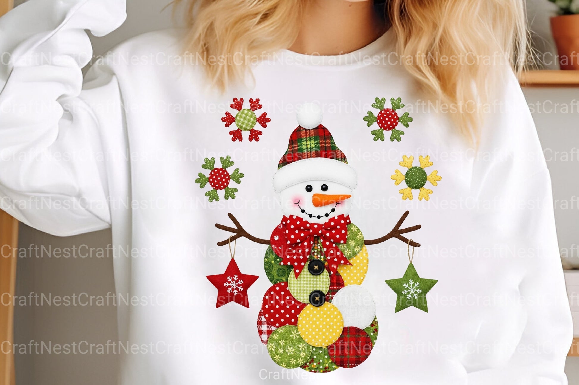 Cute Snowman Patchwork Christmas Clipart Bundle - CraftNest - Digital Crafting and Art