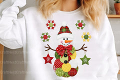 Cute Snowman Patchwork Christmas Clipart Bundle - CraftNest - Digital Crafting and Art