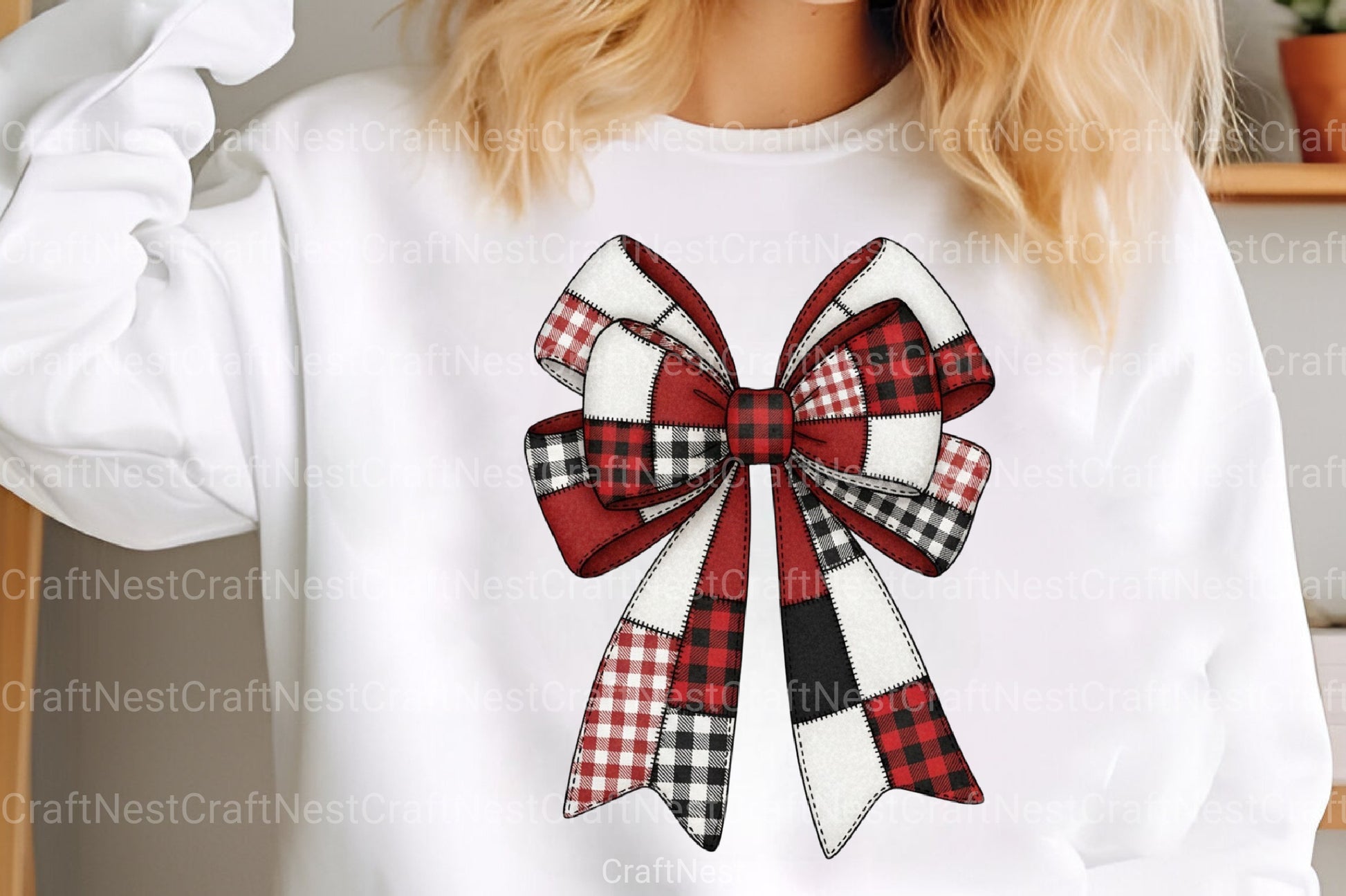 Coquette Patchwork Christmas Bow Clipart Bundle - CraftNest - Digital Crafting and Art