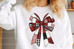 Coquette Patchwork Christmas Bow Clipart Bundle - CraftNest - Digital Crafting and Art