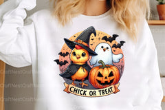 Chick or Treat: Retro Halloween Pumpkin & Funny Chicken Clipart Bundle - CraftNest - Digital Crafting and Art