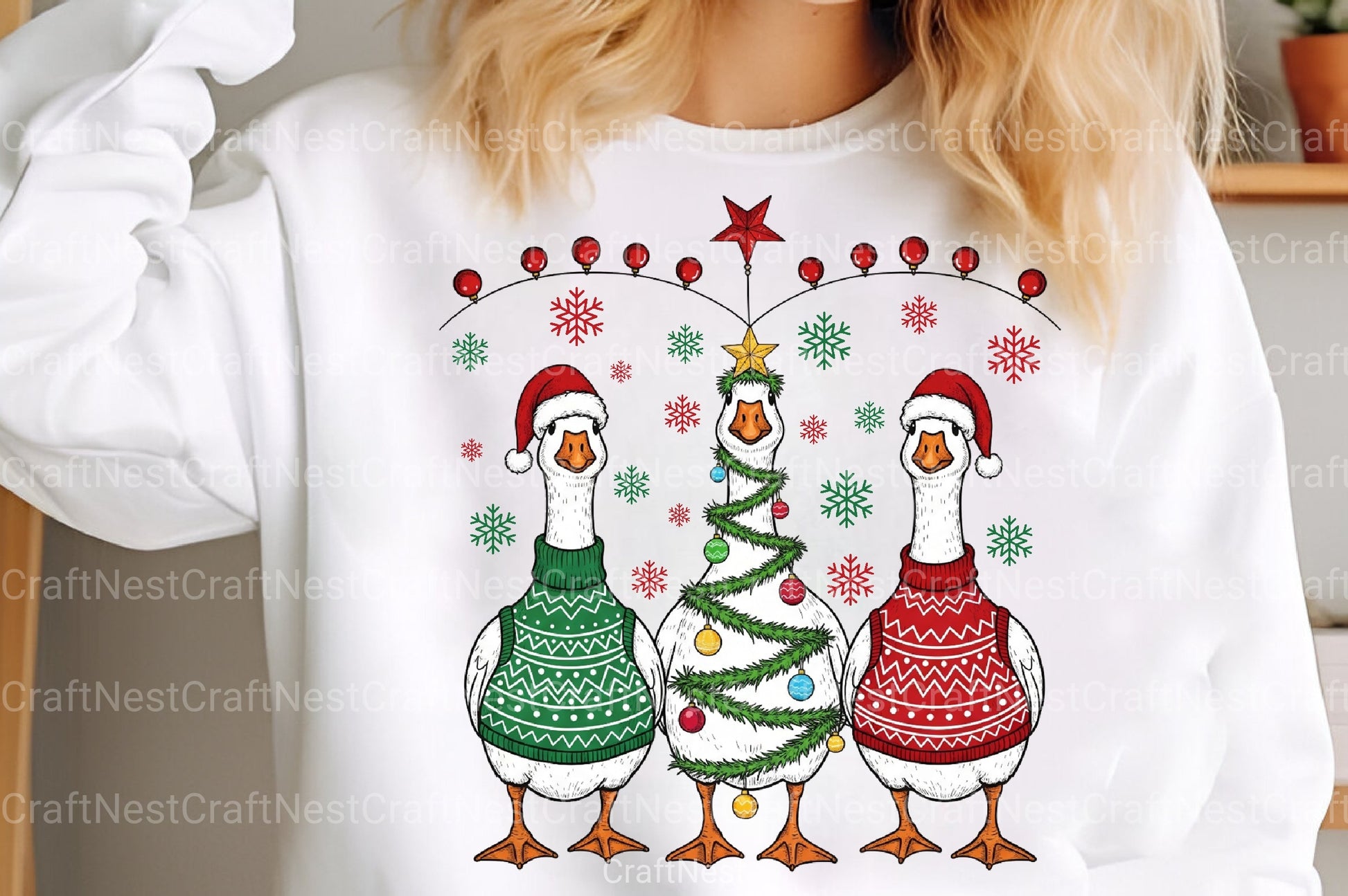 Funny Christmas Goose Santa Design - Silly Goose Tree Clipart Bundle - CraftNest - Digital Crafting and Art