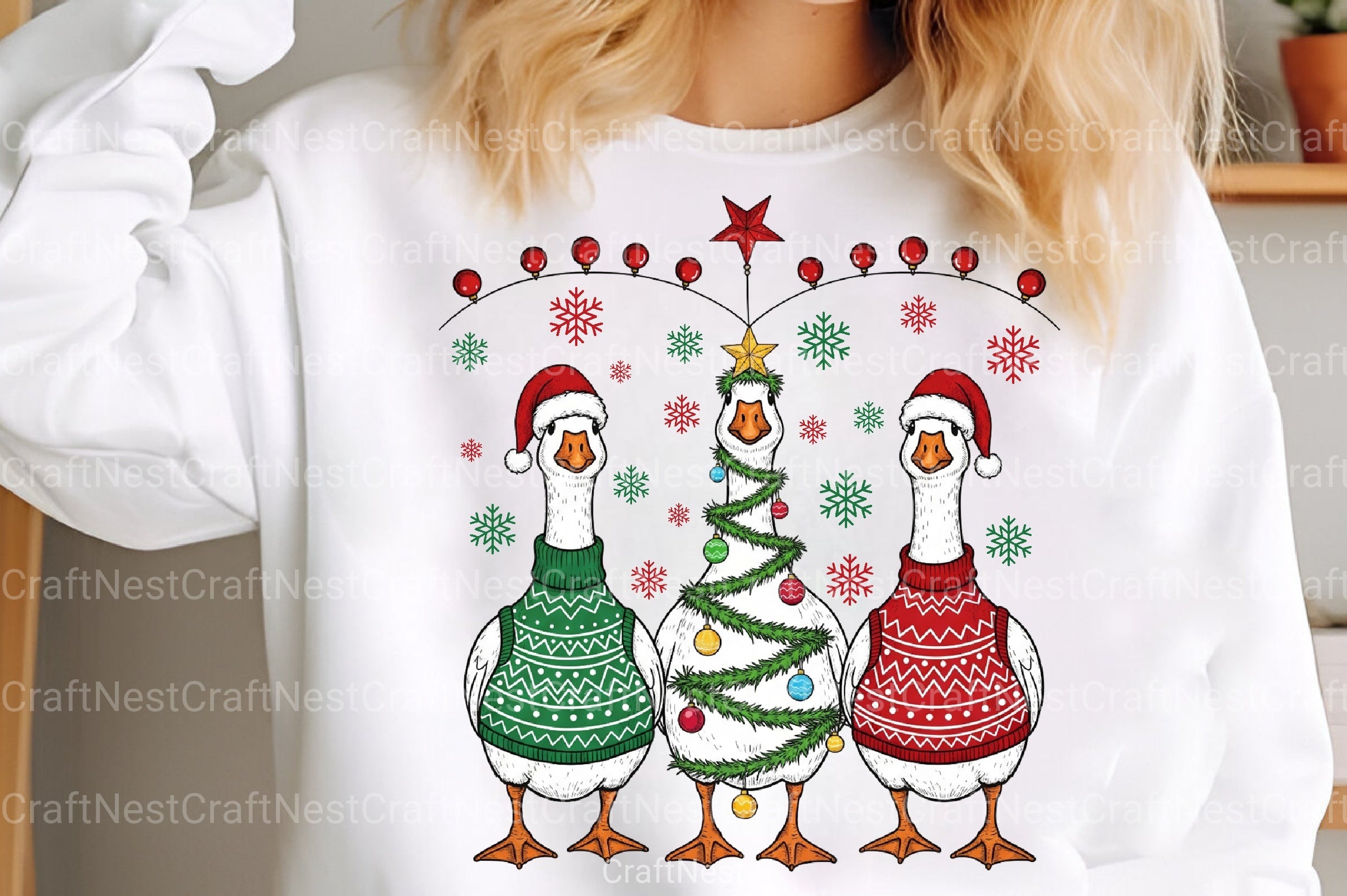 Funny Christmas Goose Santa Design - Silly Goose Tree Clipart Bundle - CraftNest - Digital Crafting and Art