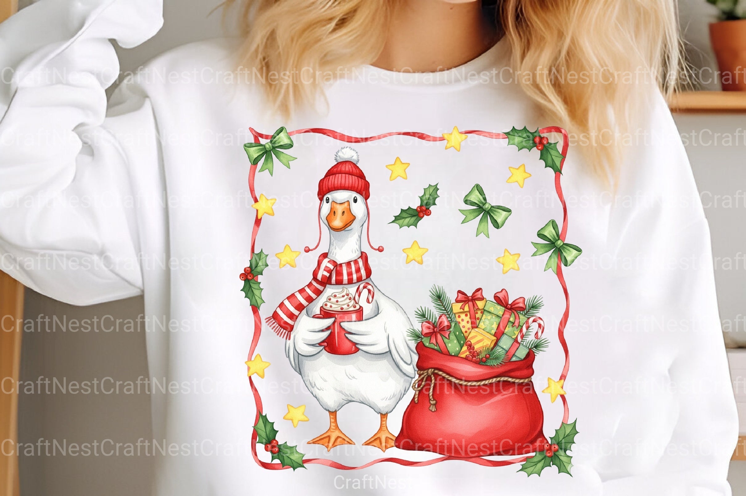 Christmas Goose Clipart Bundle: Cocoa & Gifts - CraftNest - Digital Crafting and Art