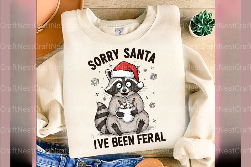 Funny Christmas Clipart Bundle: Sorry Santa, I've Been Feral - CraftNest - Digital Crafting and Art