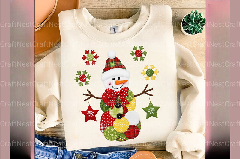 Cute Snowman Patchwork Christmas Clipart Bundle - CraftNest - Digital Crafting and Art