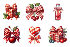 Red Bow Cherry Clipart Bundle - CraftNest - Digital Crafting and Art