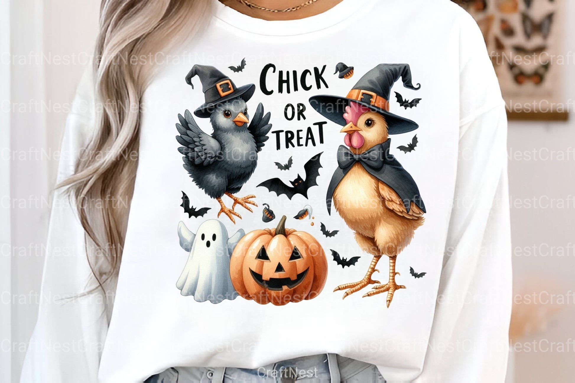 Chick or Treat: Retro Halloween Pumpkin Chicken Clipart Bundle - CraftNest - Digital Crafting and Art
