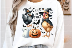 Chick or Treat: Retro Halloween Pumpkin Chicken Clipart Bundle - CraftNest - Digital Crafting and Art