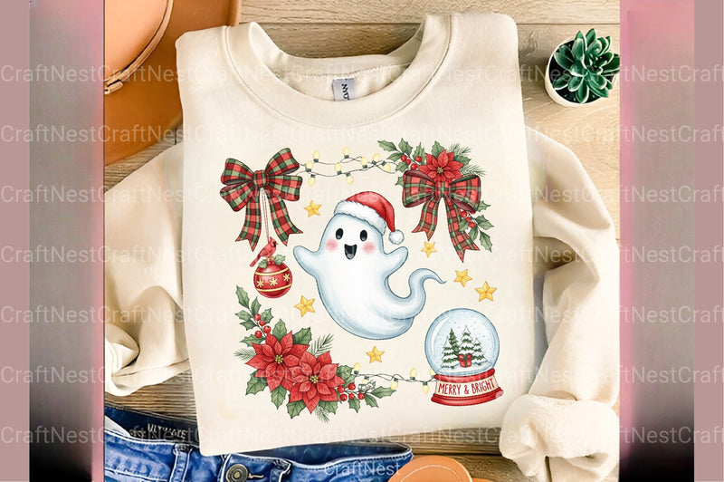 Cute Ghost Christmas Icons Clipart Bundle - CraftNest - Digital Crafting and Art