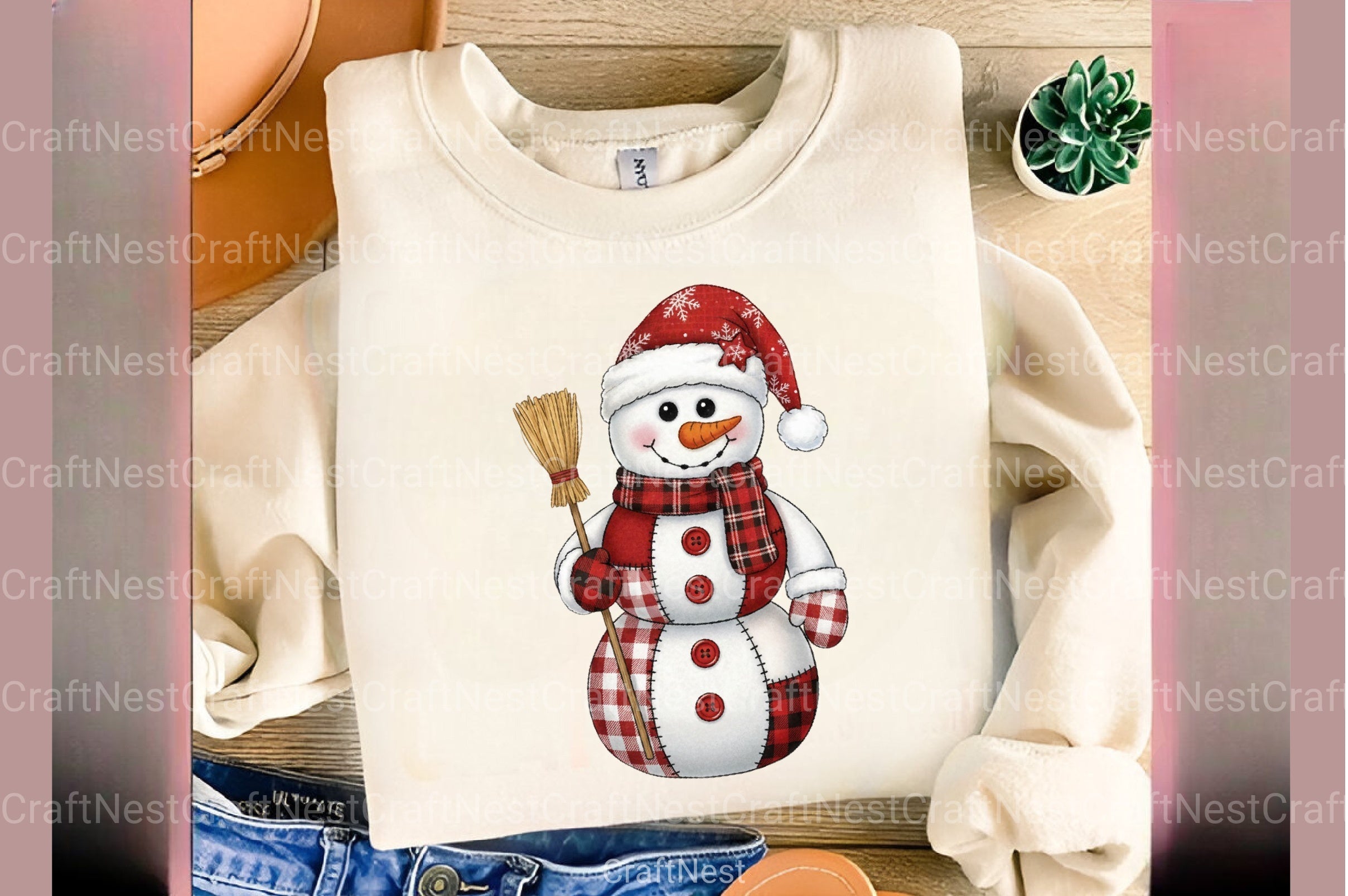 Patchwork Snowman Christmas Clipart Bundle - CraftNest - Digital Crafting and Art