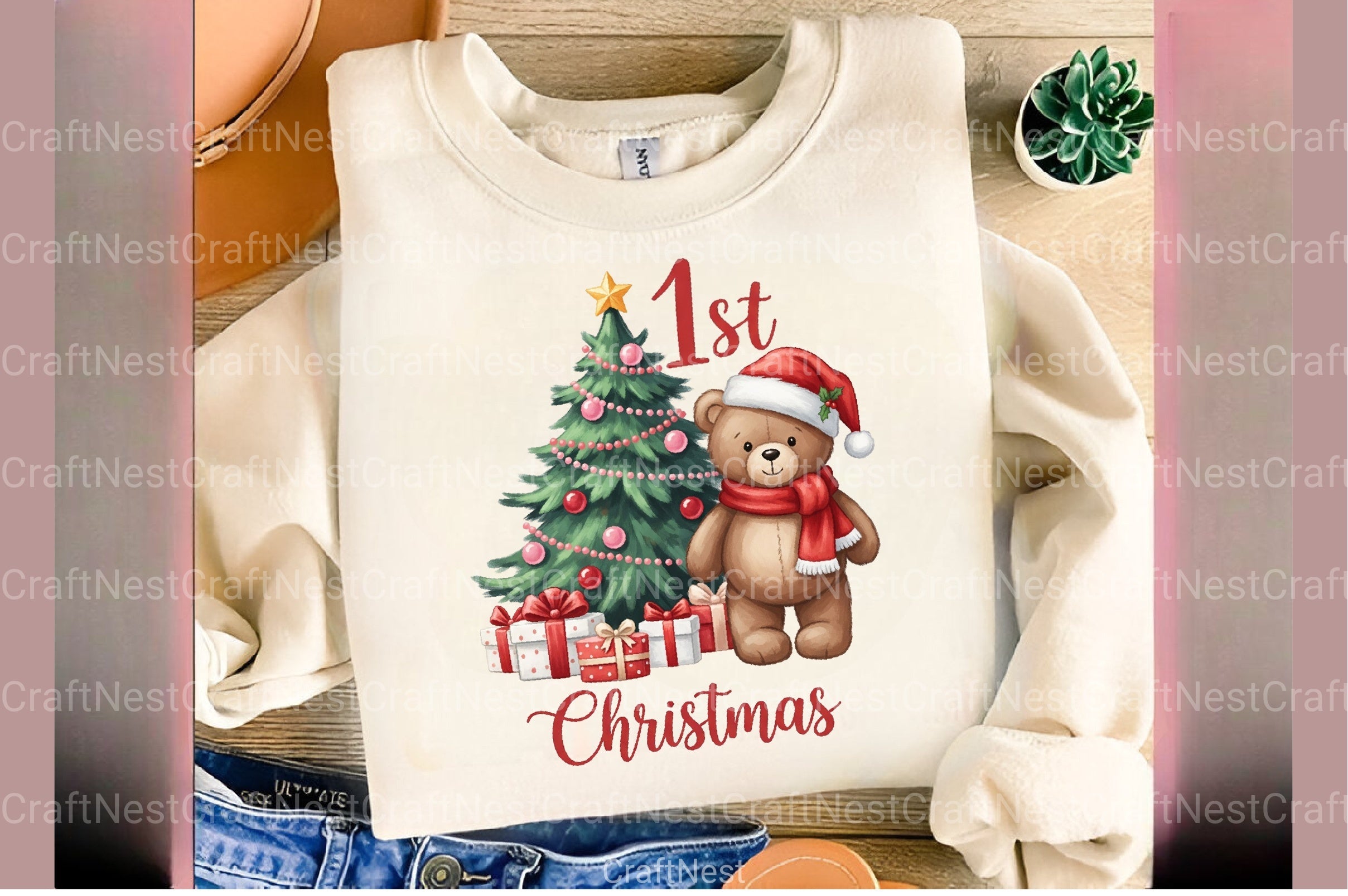 Teddy Bear Baby's First Christmas Clipart Bundle - CraftNest - Digital Crafting and Art