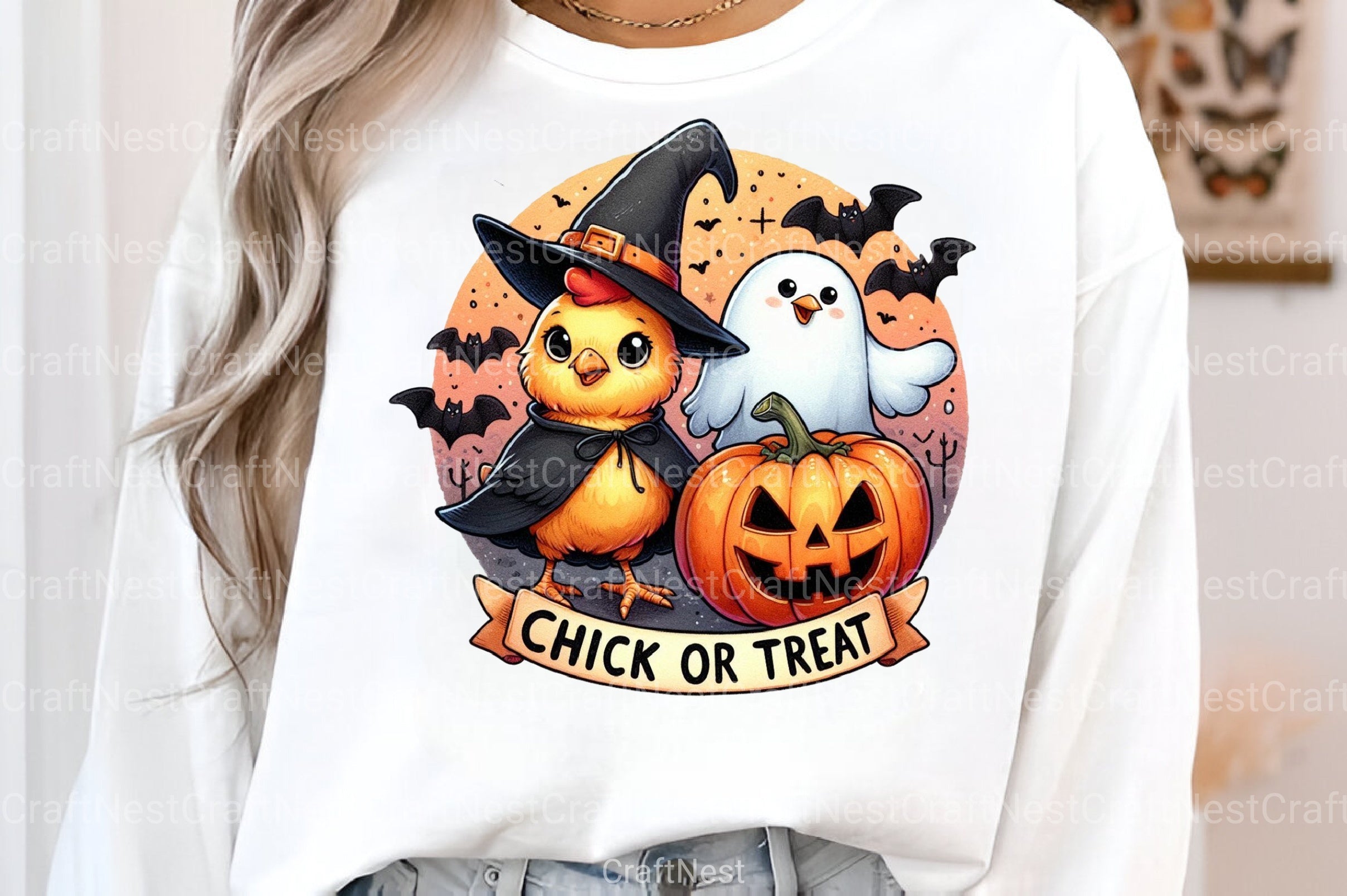 Chick or Treat: Retro Halloween Pumpkin & Funny Chicken Clipart Bundle - CraftNest - Digital Crafting and Art