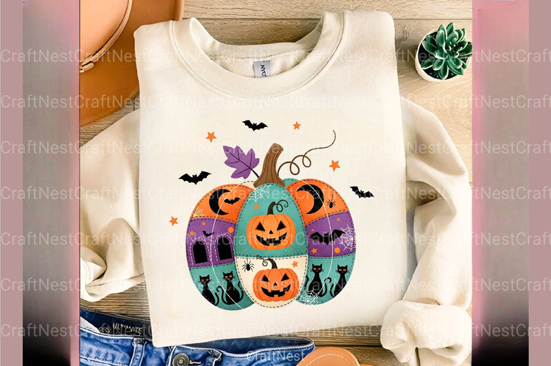 Patchwork Ghost Halloween Clipart Bundle 24 - CraftNest - Digital Crafting and Art