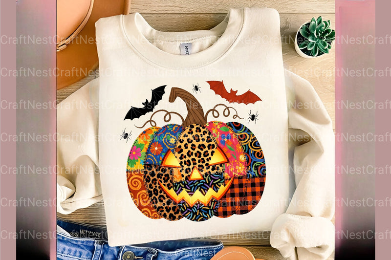 Patchwork Floral Pumpkin Halloween Clipart Bundle - CraftNest - Digital Crafting and Art