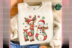 Patchwork Christmas Snowman & Reindeer Clipart Bundle - CraftNest - Digital Crafting and Art