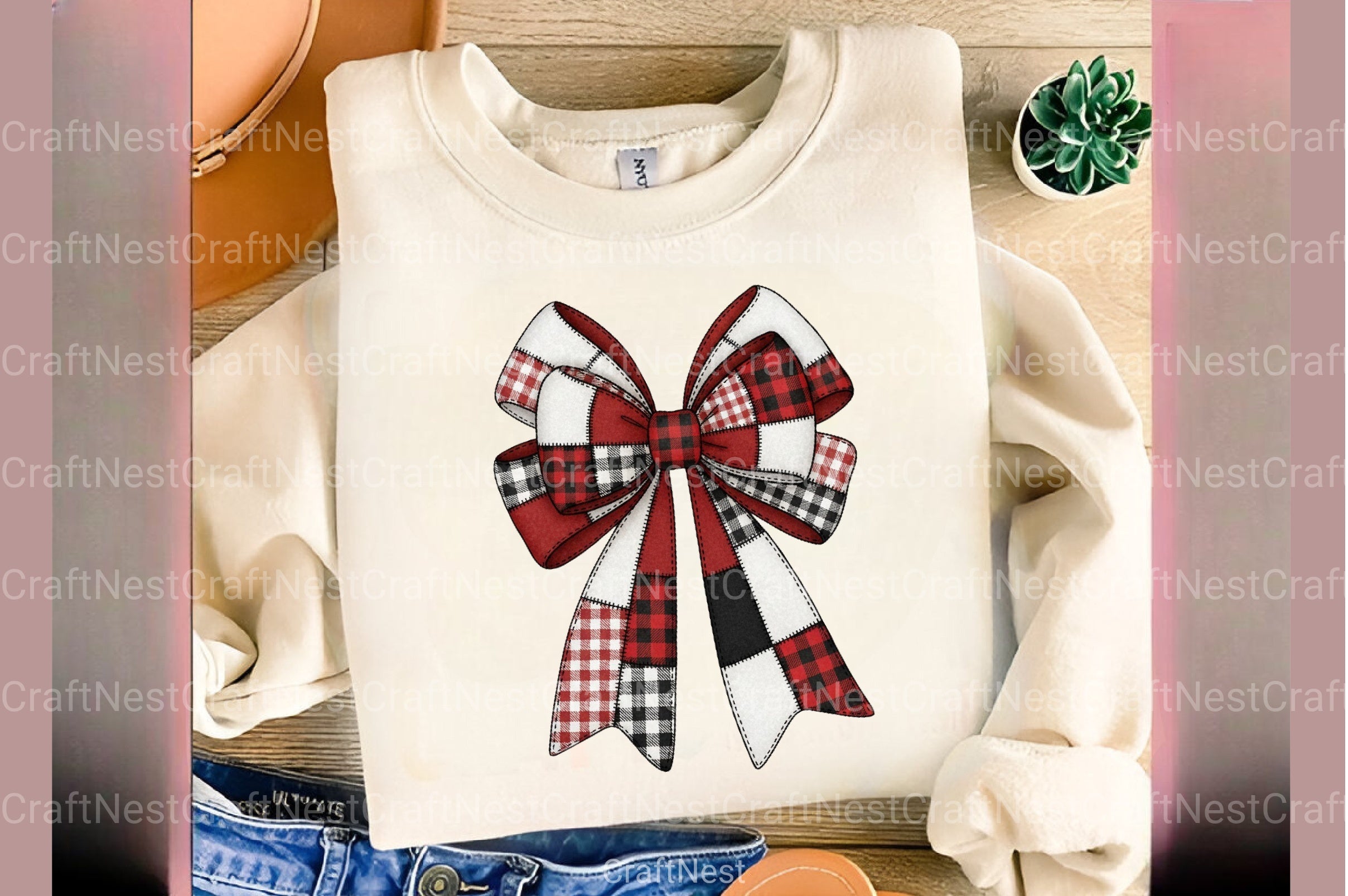 Coquette Patchwork Christmas Bow Clipart Bundle - CraftNest - Digital Crafting and Art