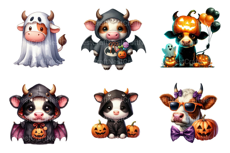 Adorable Cow Halloween Clipart Bundle - CraftNest - Digital Crafting and Art
