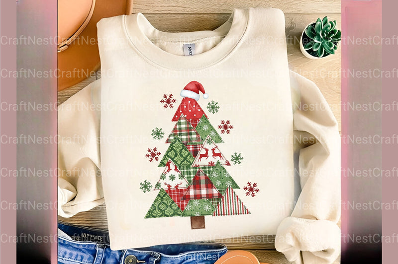 Patchwork Christmas Tree Preppy Clipart Bundle - CraftNest - Digital Crafting and Art