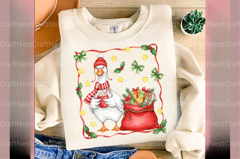 Christmas Goose Clipart Bundle: Cocoa & Gifts - CraftNest - Digital Crafting and Art