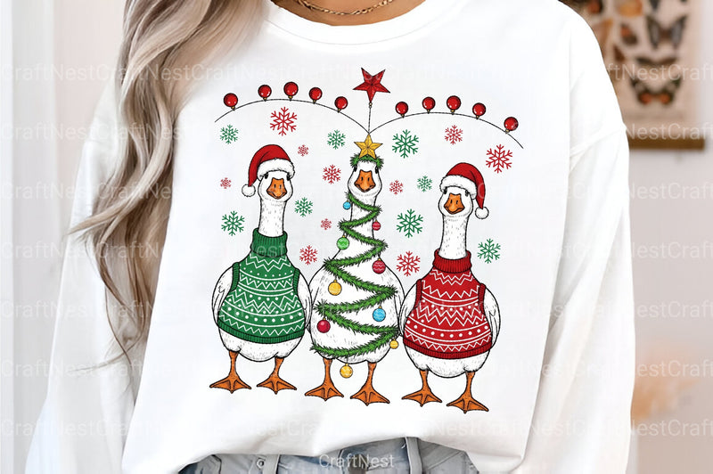 Funny Christmas Goose Santa Design - Silly Goose Tree Clipart Bundle - CraftNest - Digital Crafting and Art