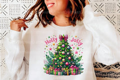 Colorful Glitter Holly Jolly Christmas Tree Pink Clipart Bundle - CraftNest - Digital Crafting and Art