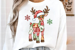 Preppy Patchwork Christmas Reindeer Clipart Bundle - CraftNest - Digital Crafting and Art