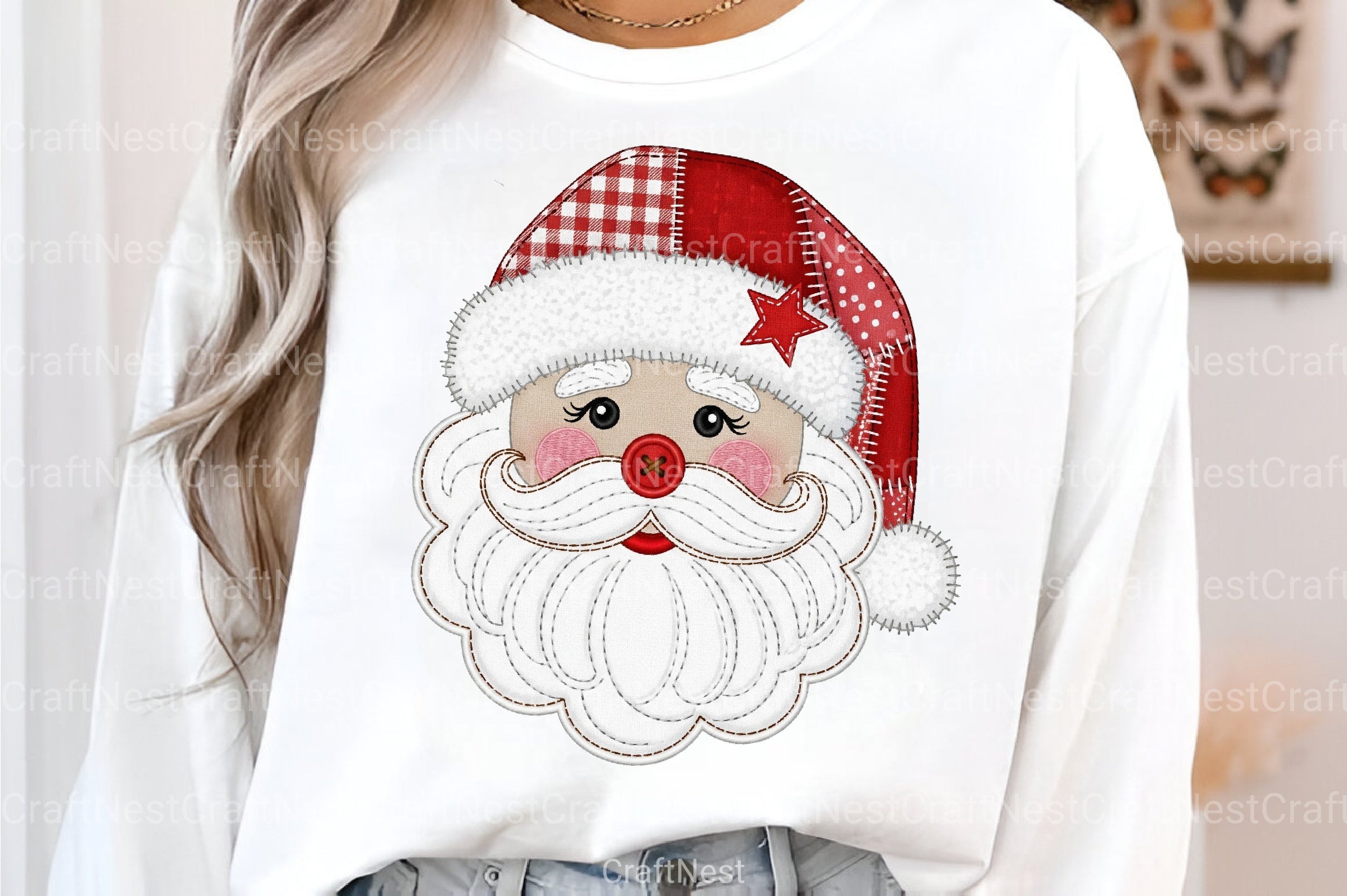 Christmas Patchwork Santa Claus Clipart Bundle - CraftNest - Digital Crafting and Art